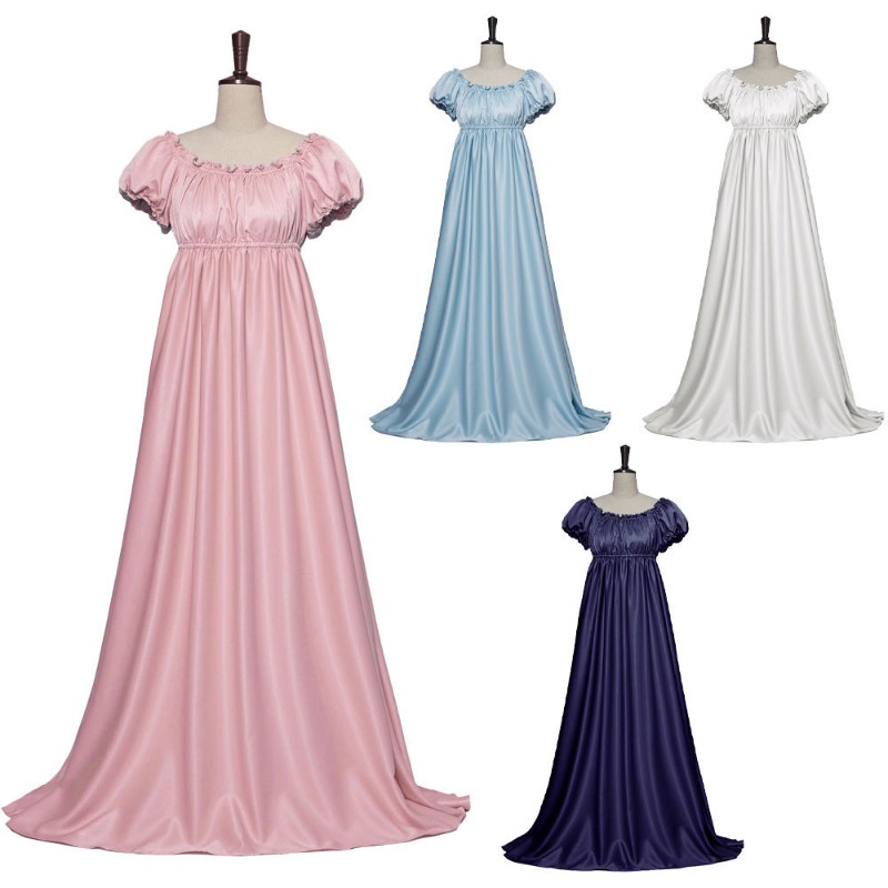 Evening Gown - ชุดคอสเพลย์ฮาโลวีนสำหรับผู้หญิง ปี 2026 ชุดเดรสสไตล์เรเจนซี บริดเจอร์ตัน วินเทจยุคกลาง