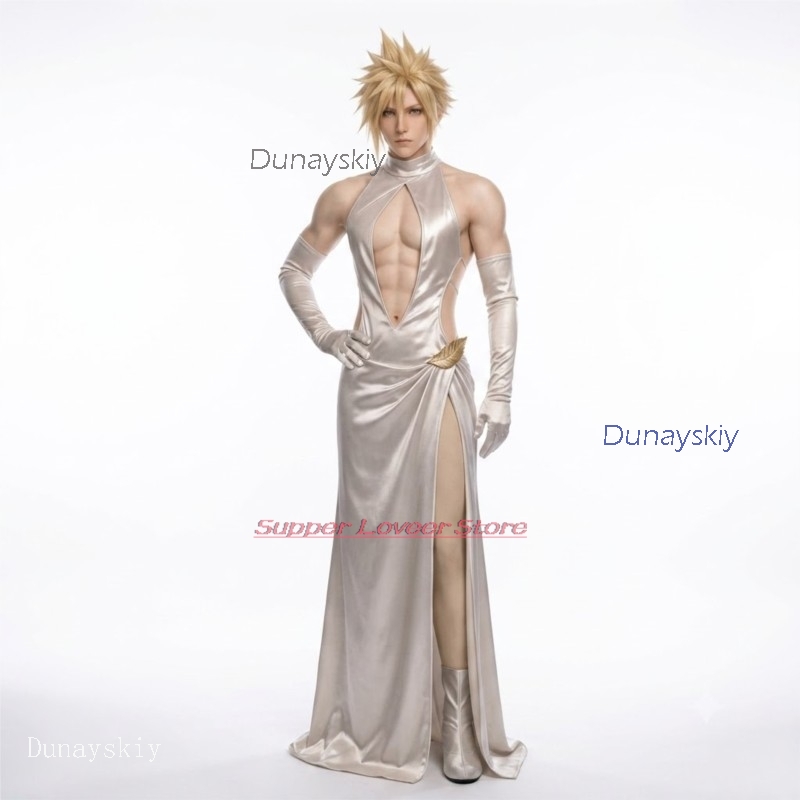 Evening Gown - ชุดคอสเพลย์อนิเมะ ชุดฮาโลวีน ชุดคอสเพลย์เกม FF7 ชุดคอสเพลย์คลาวด์อูด ชุดแต่งงานผ่าสูง