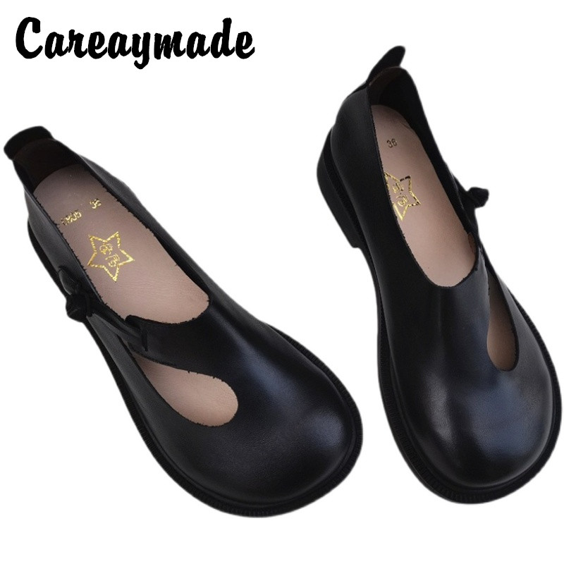 Womens Heels - Careaymade-รองเท้าสตรีหนังแท้รองเท้า Retro แห่งชาติรอบหัวรองเท้าสตรีหนังแท้ Breathable ทำด้วยมือรองเท้า