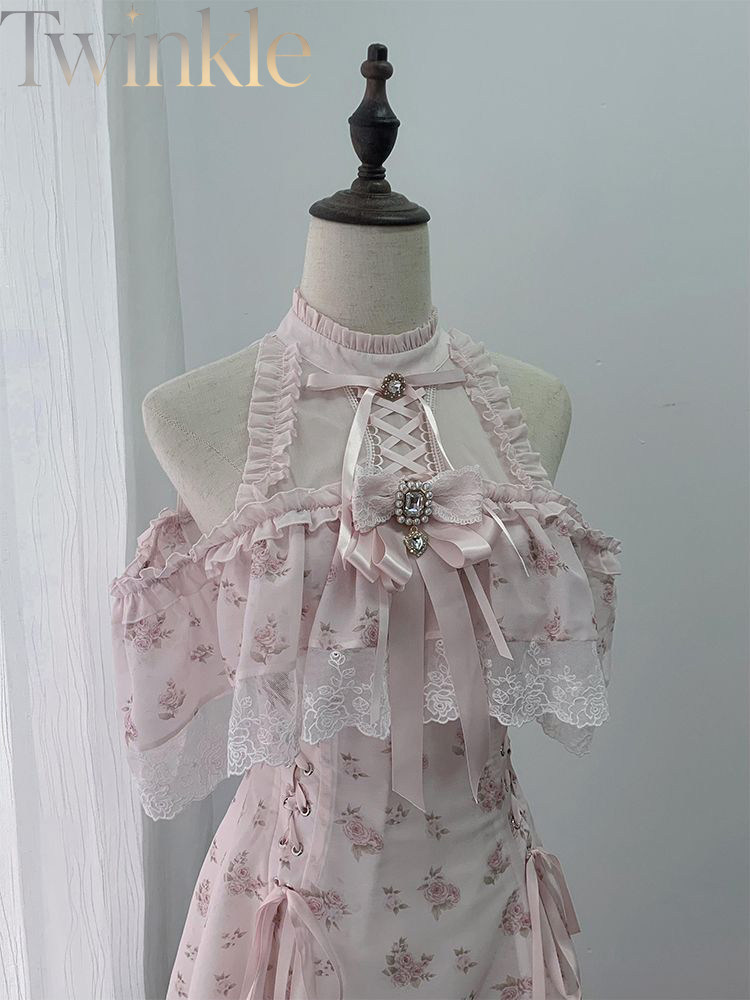 ชุดเดรสเปิดไหล่ลายดอกไม้สำหรับ - Midi Dress บทวิจารณ์และราคา