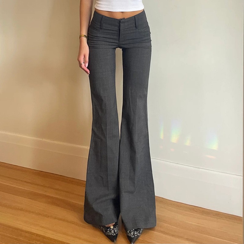 กางเกงขายาวสีเทา ทรงขากว้างเล็ - Tailored Trouser Wide บทวิจารณ์และราคา