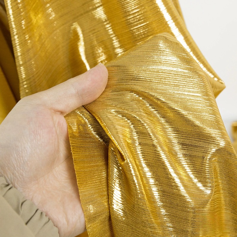 ผ้าถักลายริ้วสีเหลืองทอง ยืดหย - Evening Gown บทวิจารณ์และราคา
