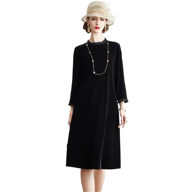 เดรสกำมะหยี่ทรงเอไลน์สำหรับผู้ - Midi Dress บทวิจารณ์และราคา