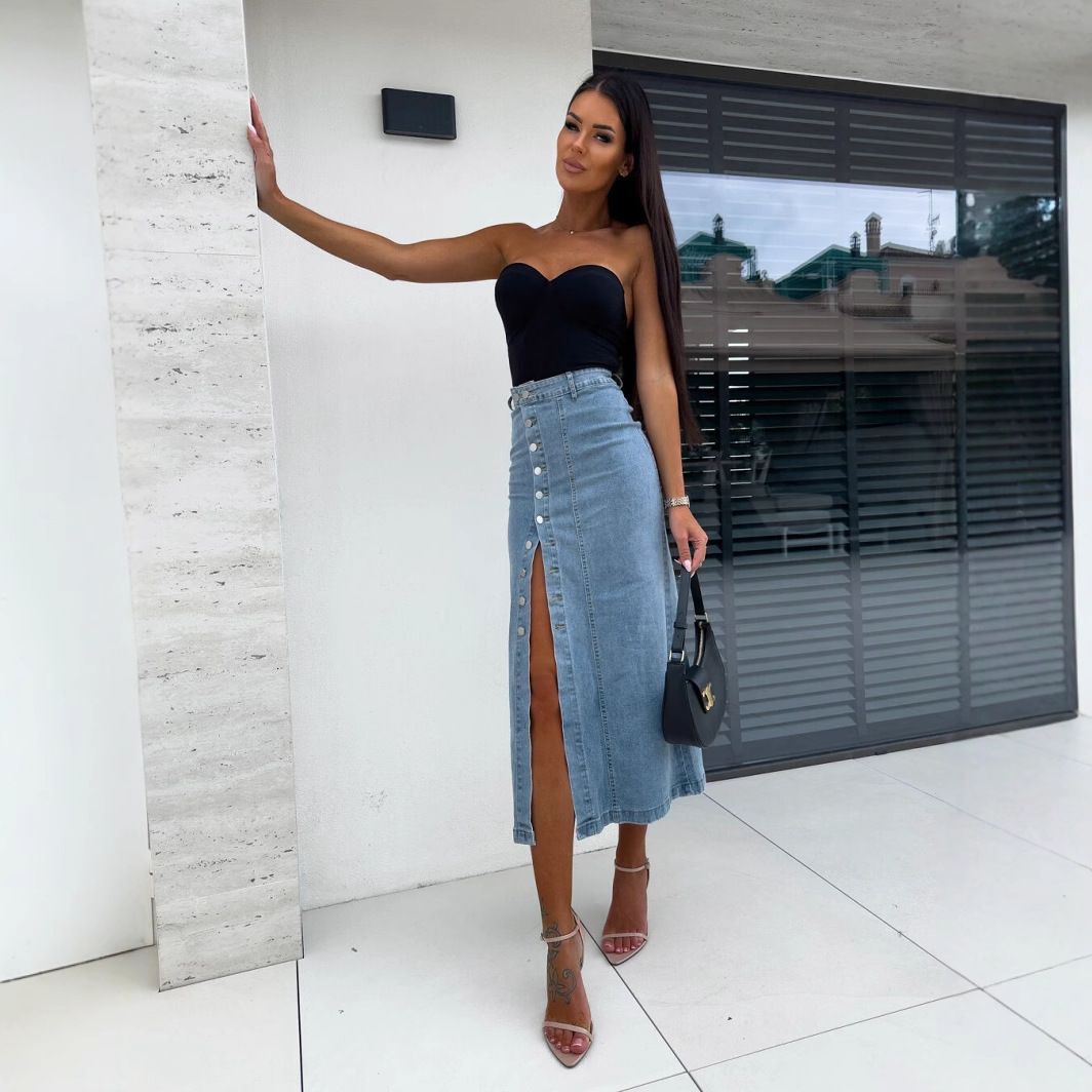 กระโปรงยีนส์วินเทจสำหรับผู้หญิ - Formal Skirt บทวิจารณ์และราคา