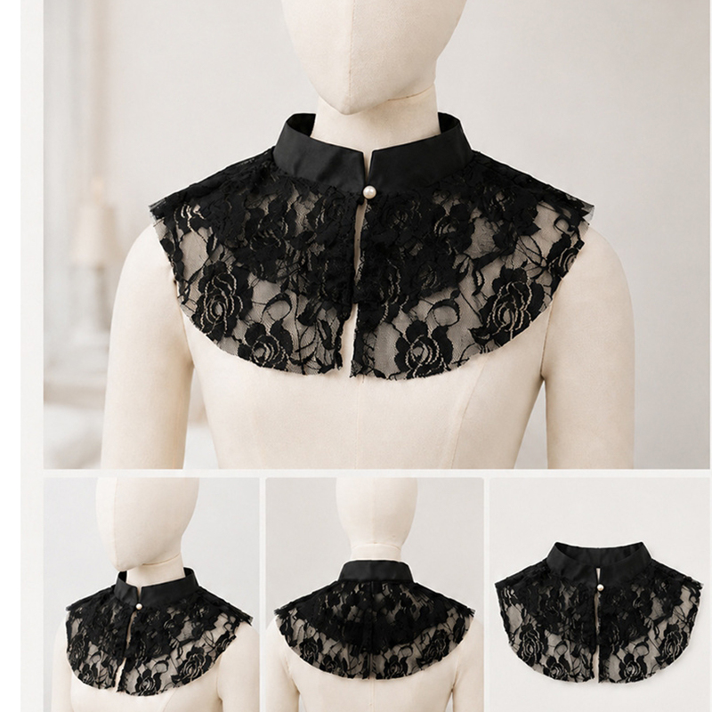 ผ้าคลุมไหล่คอปกปลอมลายลูกไม้ดอ - Lace Dress บทวิจารณ์และราคา